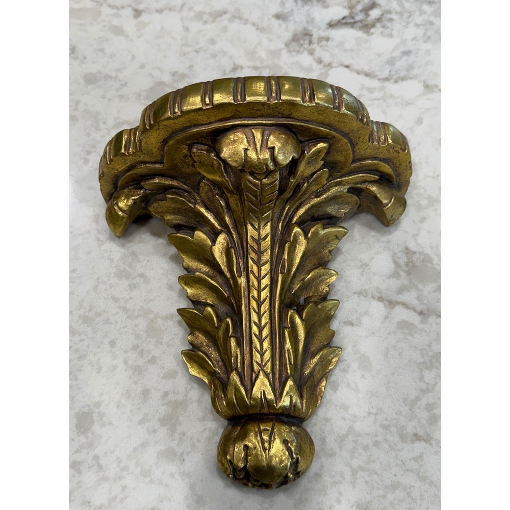 Vintage Gold Acanthus Leaf Wall Corbel Shelf Ornate Architectural Bracket